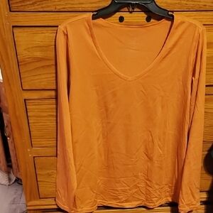 Woolx Orange V-Neck Long Sleeve Top